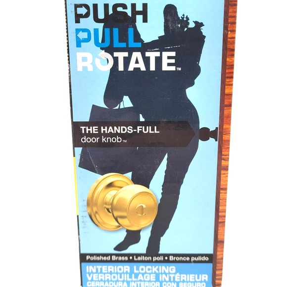 Brinks Stafford Style Polished Brass Interior Locking Push Pull Rotate‎ Knob - Picture 4 of 8